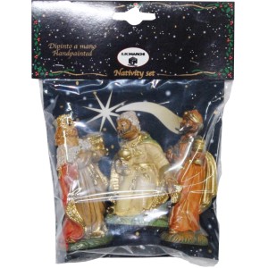 Set di statuine presepe confezionato: Re Magi per decorazioni natalizie.