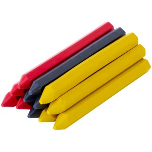 LUX Signierkreide Classic, 12 pezzi in rosso, giallo e blu per lavori di muratura e piastrellatura.