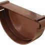 Grondaia in plastica marrone, primo piano. Accessorio per grondaie e drenaggio del tetto.