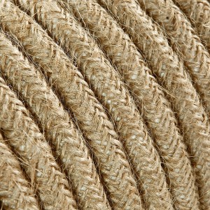 Dettaglio: t.b.t. componente per lampade, cavo tessile effetto juta.