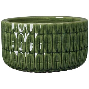 Vaso per piante t.b.t. verde con superficie strutturata per interni.