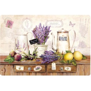 Tovaglia decorativa con motivo lavanda e natura morta.