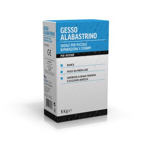 Confezione di gesso alabastrino, ideale per piccole riparazioni e modellismo.