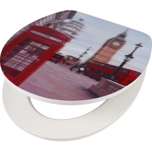 baliv Sedile WC Demali con motivo Londra, chiusura rallentata e anima in MDF.