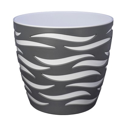Vaso da interno Sahara Duo in plastica ø 28 cm grigio/bianco