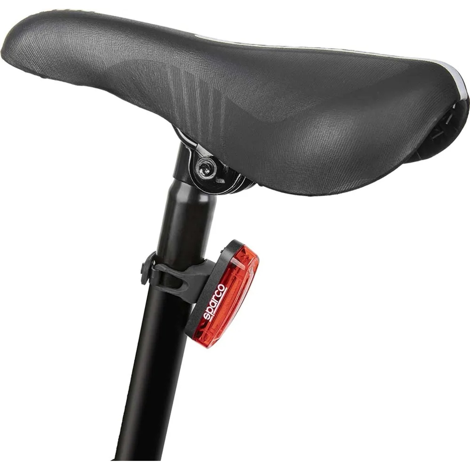 Luce rossa per bici t.b.t. fissata al reggisella.