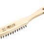 Spazzola a filo d'acciaio LUX, a 5 file, con manico in legno per pulire e rimuovere la ruggine da legno e metallo.