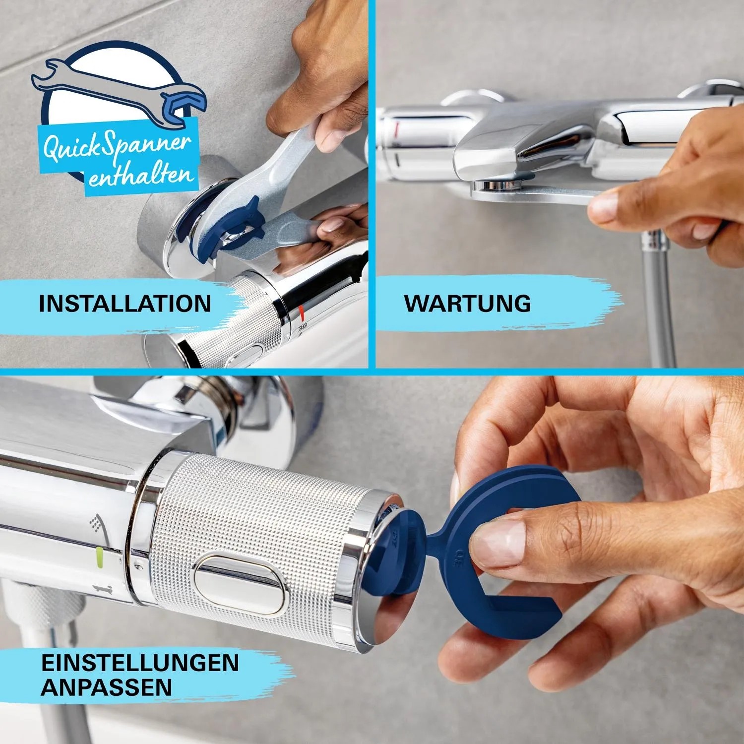 Set doccia Grohe Precision Feel: installazione, manutenzione e regolazione con QuickSpanner.