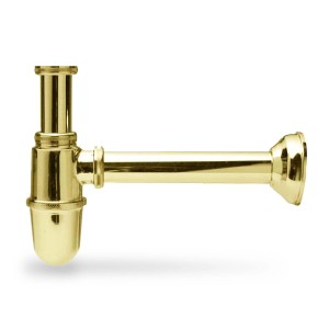 Sifone dorato per lavabo, dettaglio.