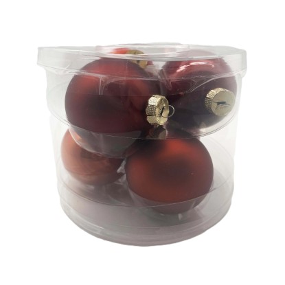 Set di palline in vetro marrone/rosso 8 cm 6 pz