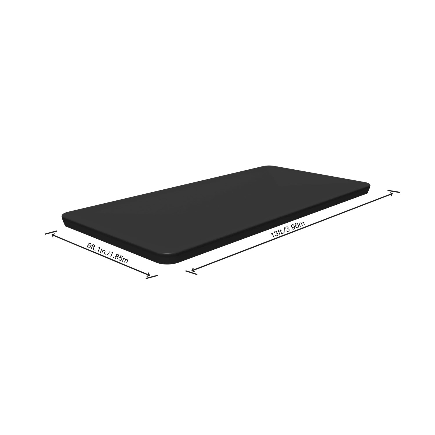 Copertura per piscina nera con dimensioni (1,85 m x 3,96 m).