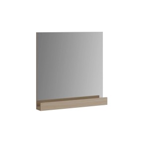 Specchio rettangolare con mensola effetto legno.