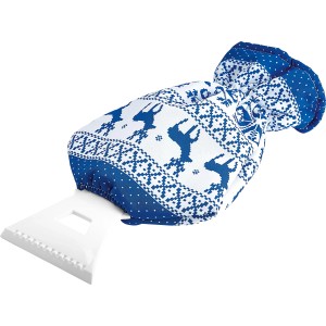 Guanto raschiaghiaccio Norway con motivo norvegese blu e bianco e bordo raschiante bianco.