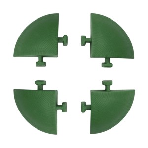 Piastrelle per esterni t.b.t. verdi, quarto di cerchio, sistema ad incastro.