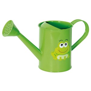 Annaffiatoio verde per bambini con rana, ideale per piccoli giardinieri.