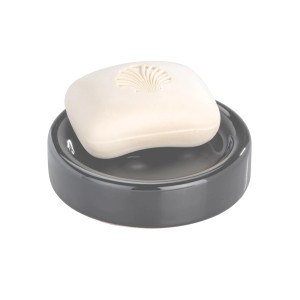 Wenko portasapone Polaris Grey con sapone, ceramica, grigio.