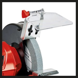 Dettaglio di Einhell TC-BG 150 smerigliatrice doppia con mola e protezione antiscintille.
