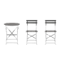 Set bistrot pieghevole AUSTIN in acciaio con tavolo e due sedie per terrazza e giardino.