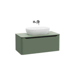Mobile bagno base lavabo sospeso 1 cassetto Integra Round 100 cm matt green