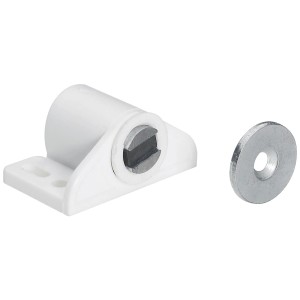 Fermaglio magnetico Hettich bianco, regolabile, 2 kg, con contropiastra per mobili.