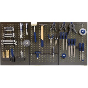 Set ganci LUX, 30 pezzi, per appendere utensili su pannello forato.