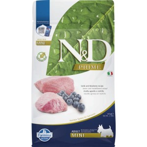 N&D Prime Mini Adult cibo secco per cani con agnello e mirtilli, 800g.