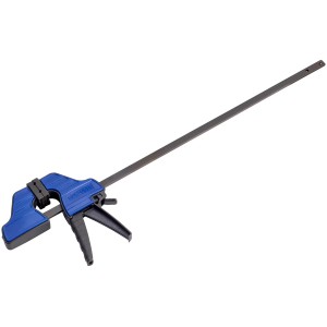 Morsetto a una mano LUX, apertura 450 mm, utensile di serraggio blu e nero per il fai da te.