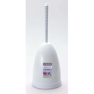 Scopino WC bianco con porta scopino.