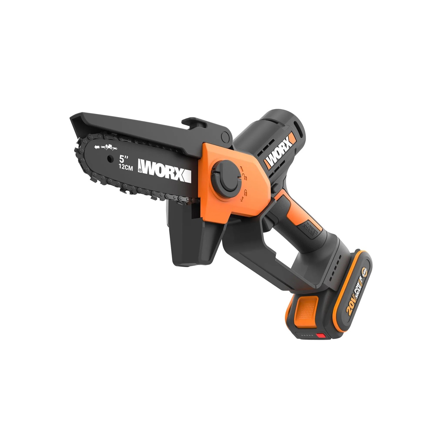 Worx WG326E Sega a catena a una mano 20V, motosega a batteria per tagli precisi.