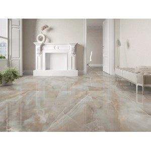 Piastrella in gres porcellanato Nizza Taupe smaltato lucido 60x120 cm 1,44 m²