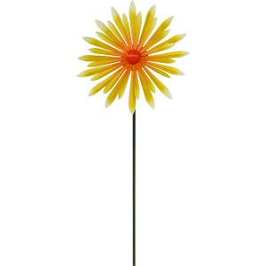 Decorazione da giardino a forma di fiore giallo-arancio, 65 cm, in lamiera d'acciaio.