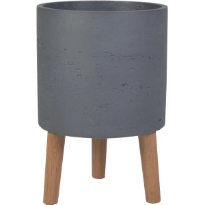 Vaso da fiori grigio t.b.t. Portavasi con tre gambe in legno per interni ed esterni.