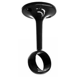 Supporto a soffitto nero per barra da cucina, parte del sistema di organizzazione cucina.