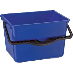 Secchio per pittura LUX Classic blu, 15 l, con manico nero e beccuccio per vernici e rivestimenti.