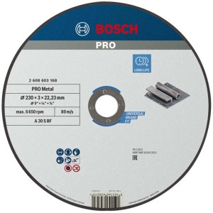 Disco da taglio Bosch Pro Metal, diametro 230 mm, per accessori smerigliatrice angolare.