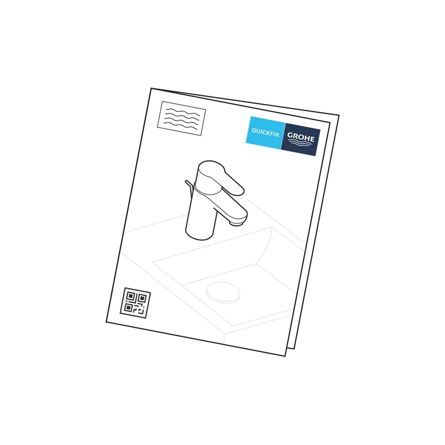 Illustrazione di un miscelatore per lavabo Grohe QuickFix Start XL-Size con funzione di risparmio energetico.