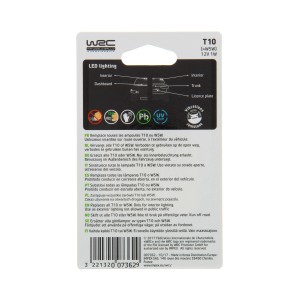 Confezione di lampadina T10/W5W per illuminazione interna auto.