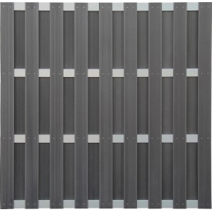 Pannello frangivista in WPC antracite con alluminio, 180x180 cm, per giardino e terrazzo.