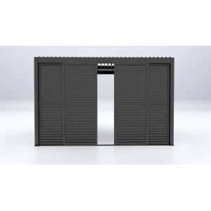 Accessorio per gazebo t.b.t. grigio scuro con struttura a lamelle.