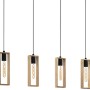 Lampada a sospensione Eglo Littleton, 4 luci, legno/acciaio, nero-marrone.