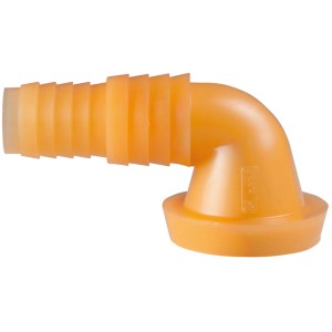 Connettore arancione t.b.t. per tubo lavatrice con estremità scanalata.