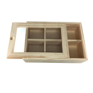 Scatola in legno con scomparti per accessori per artisti, non trattata.