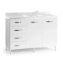 Mobile sottolavello bianco con cassetti e ante.