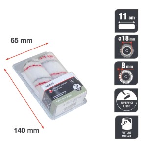Due ricambi mini rullo per pittura Nespoli Teflon sup lisce 11 cm
