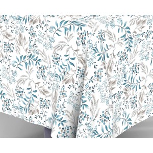 t.b.t. Tovaglia con motivo floreale nei toni del blu e del grigio.