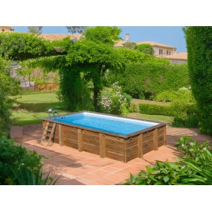 Piscina in legno fuori terra Evora 620x420x133 cm rettangolare
