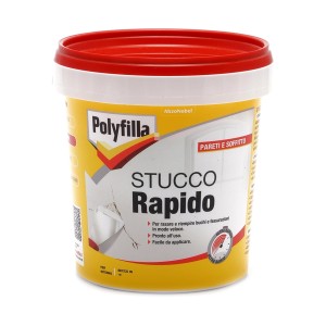 Secchio di stucco rapido Polyfilla, stucco pronto all'uso per pareti e soffitti.