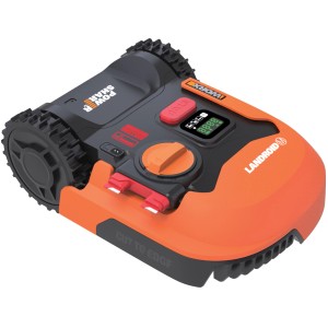 Worx Landroid M500 robot tagliaerba: Tosaerba automatico con scocca arancione e display.