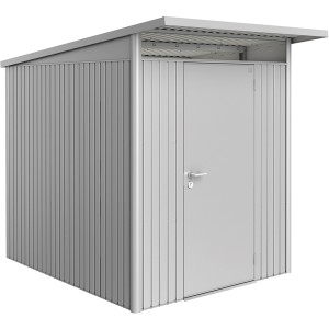 Casetta da giardino in metallo Biohort AvantGarde A2, argento-metallizzato con porta. Robusta casetta per il giardino.