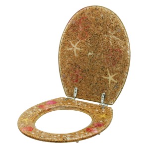 Sedile WC baliv Carduma II con motivo spiaggia, in poliresina e chiusura ammortizzata.